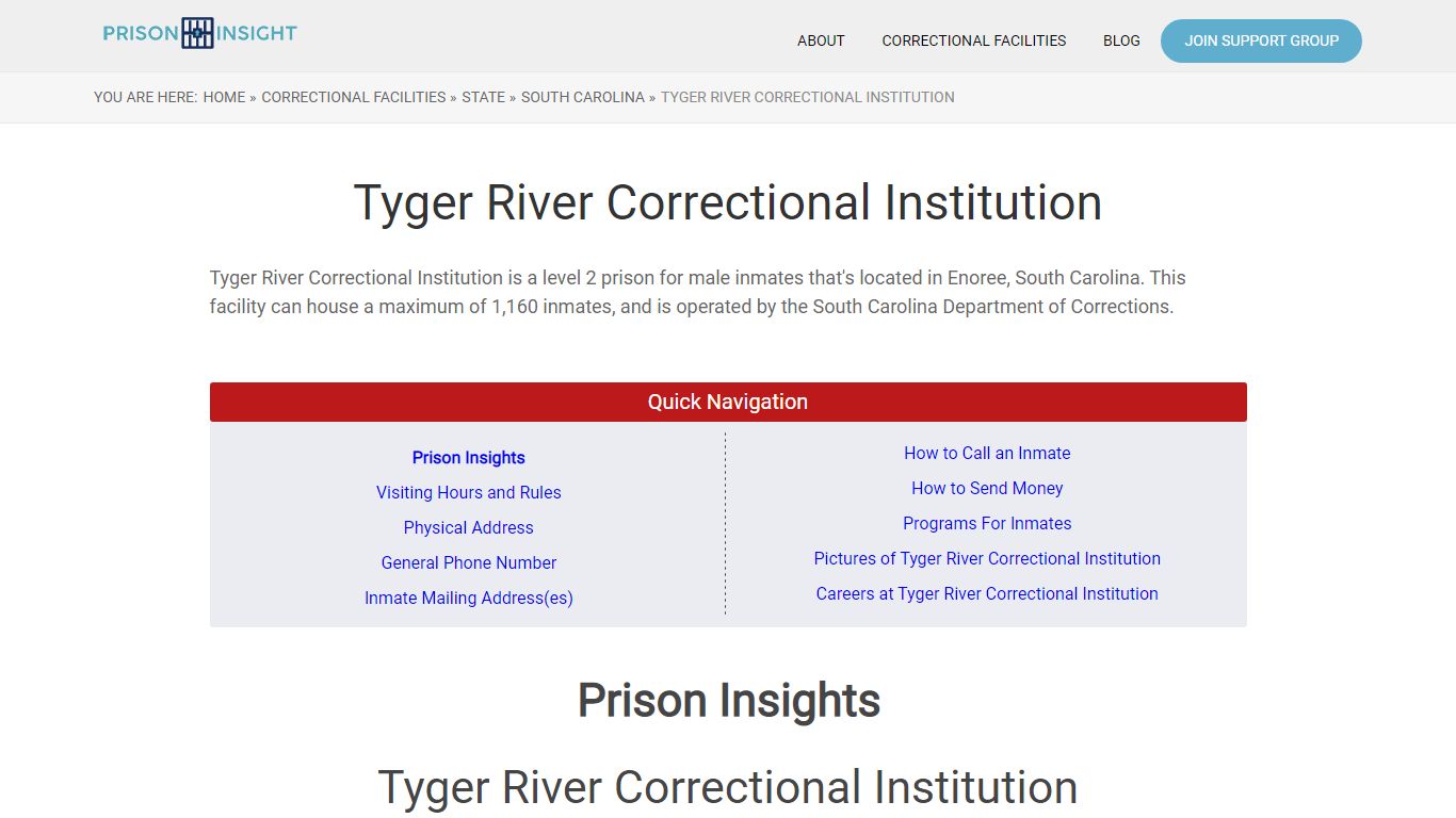 Tyger River Correctional Institution - Prison Insight